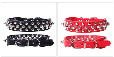 Adjustable PU Leather Spiked Dog Collar