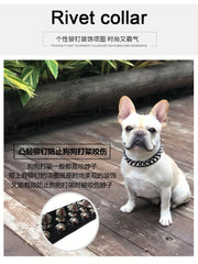 Adjustable PU Leather Spiked Dog Collar