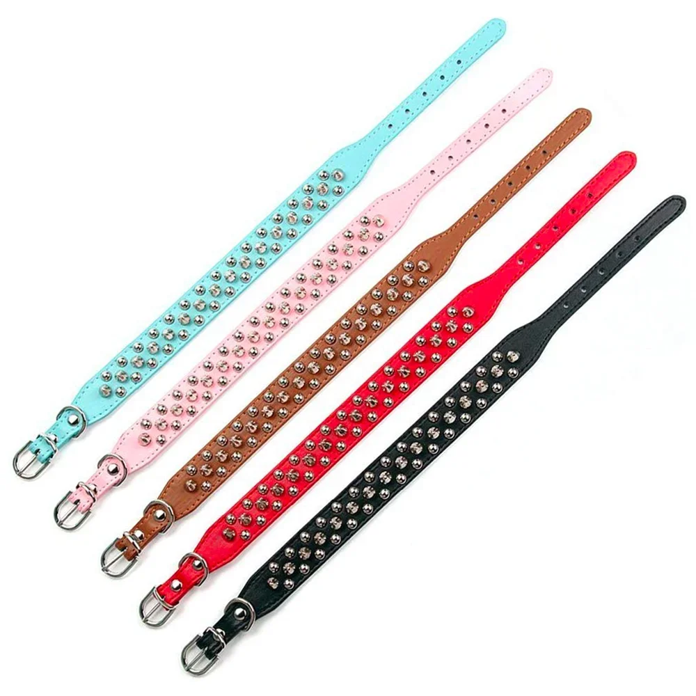 Adjustable PU Leather Spiked Dog Collar