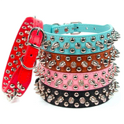 Adjustable PU Leather Spiked Dog Collar