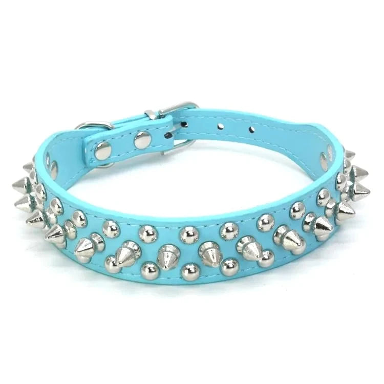 Adjustable PU Leather Spiked Dog Collar