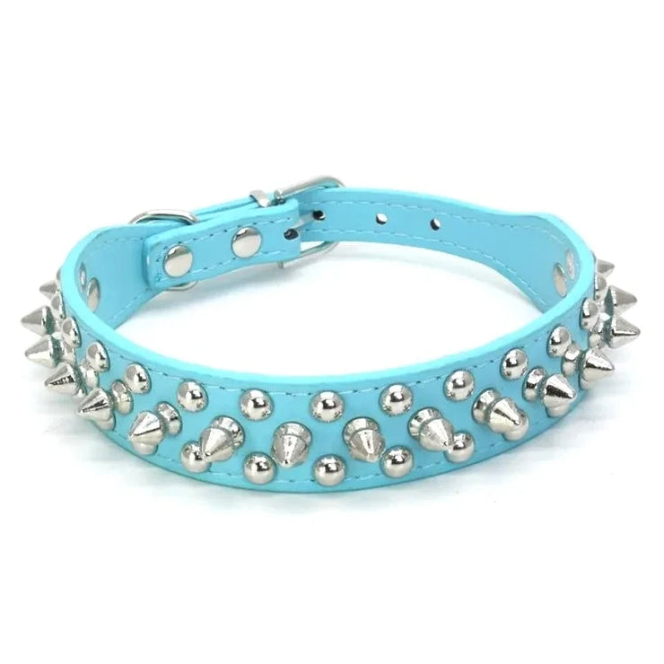 Adjustable PU Leather Spiked Dog Collar
