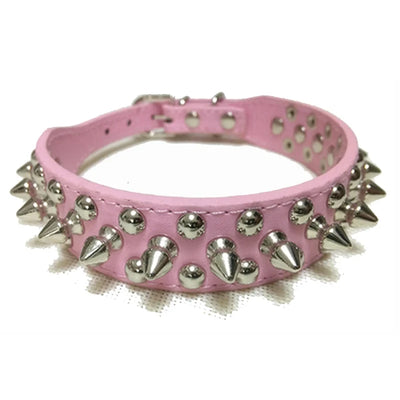 Adjustable PU Leather Spiked Dog Collar