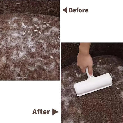 pet hair remover roller in use


