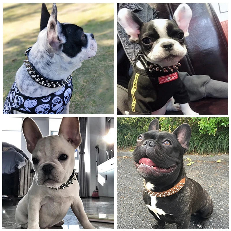 Adjustable PU Leather Spiked Dog Collar