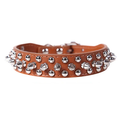 Adjustable PU Leather Spiked Dog Collar