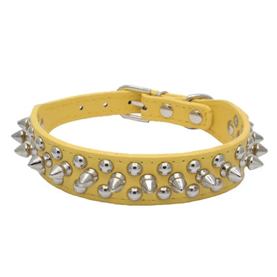 Adjustable PU Leather Spiked Dog Collar