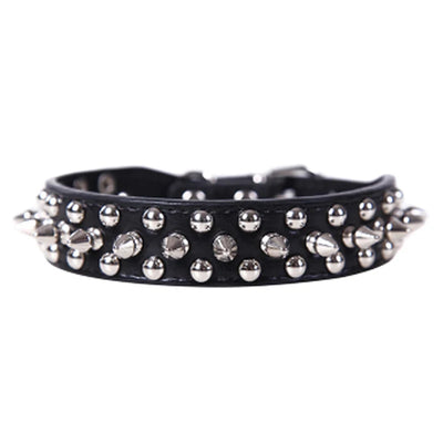 Adjustable PU Leather Spiked Dog Collar