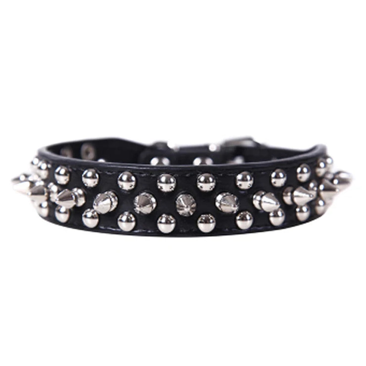 Adjustable PU Leather Spiked Dog Collar