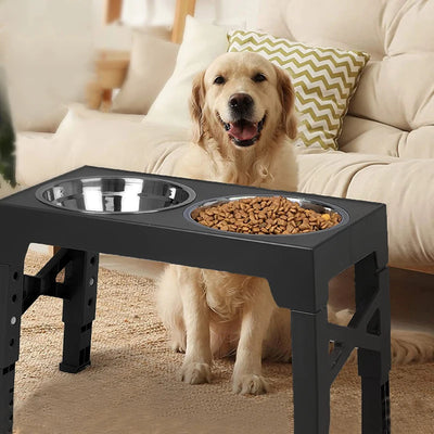 adjustable elevated dog bowl stand