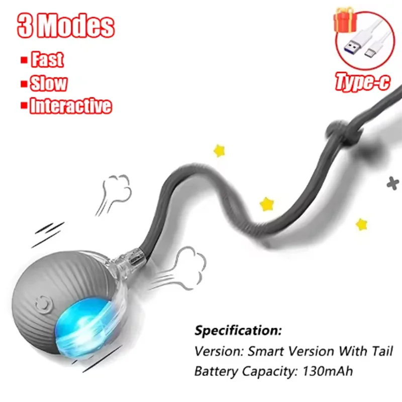 Automatic Rolling Cat Ball Toy with Tail
